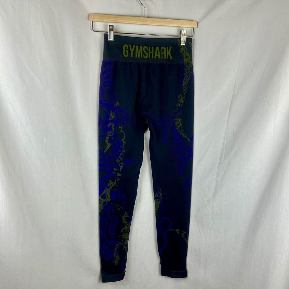 Gymshark Womens Adapt Animal Seamless Leggings Black Purple Lime B3A5X Large - Picture 5 of 8